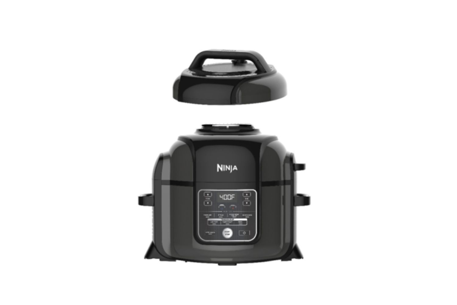A Ninja brand appliance with a detachable lid, likely a multifunctional kitchen device