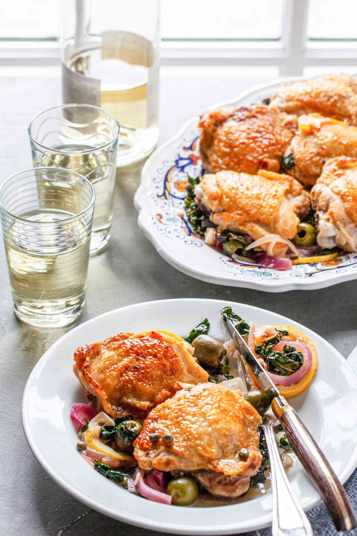 Sicilian chicken with white wine. 