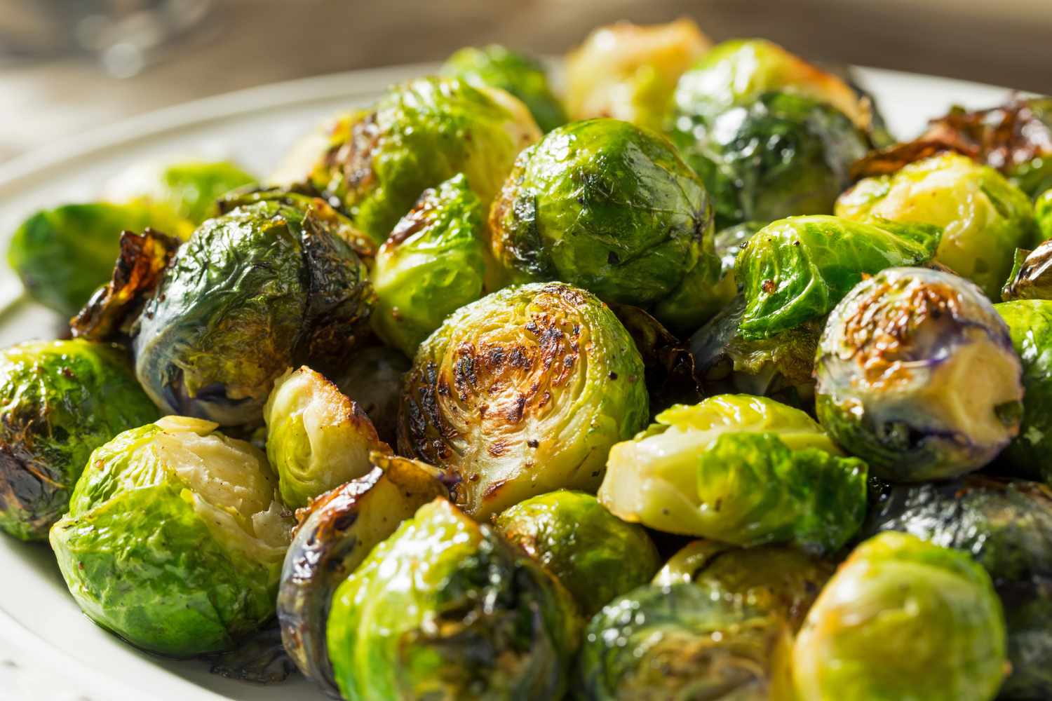 Roasted Brussels sprouts served on a plate