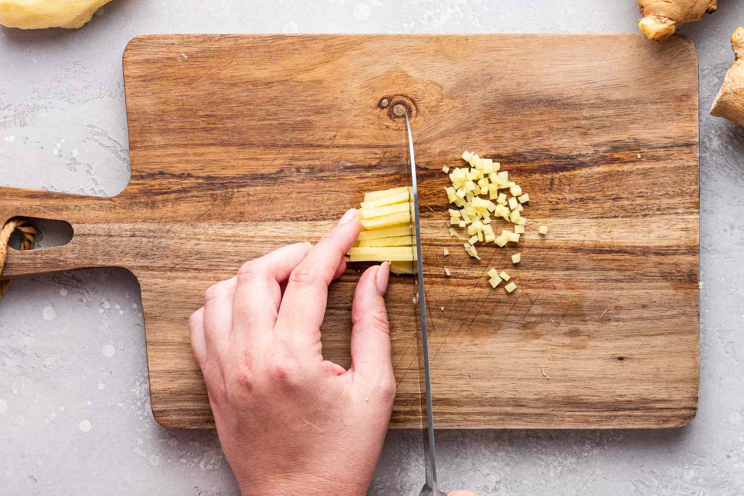 Ginger Matchsticks Cut to Make Chopped Ginger