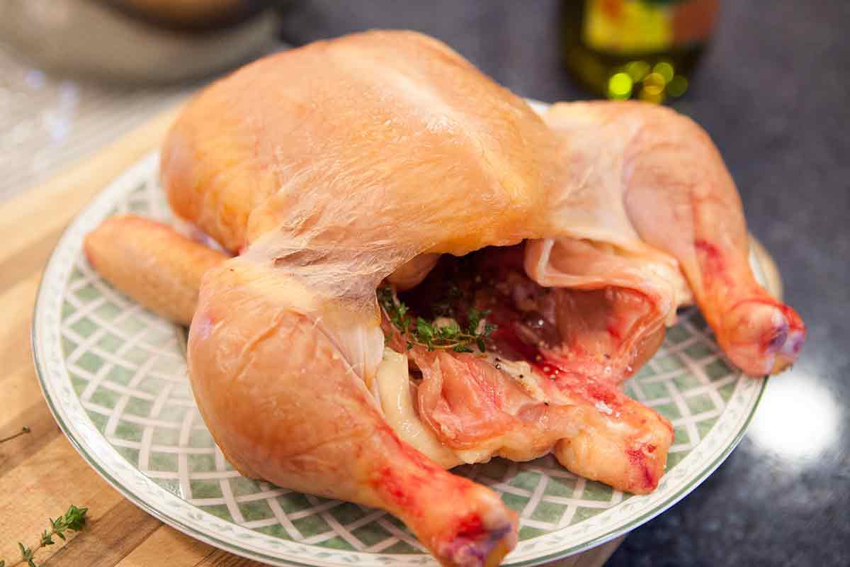 cooking a whole chicken - roasted chicken and vegetables