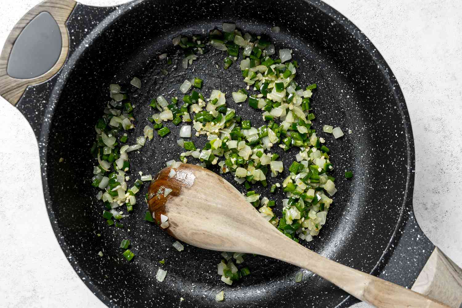 Onions and Poblano Peppers Sautéed in a Skillet for Copycat Sofritas Recipe