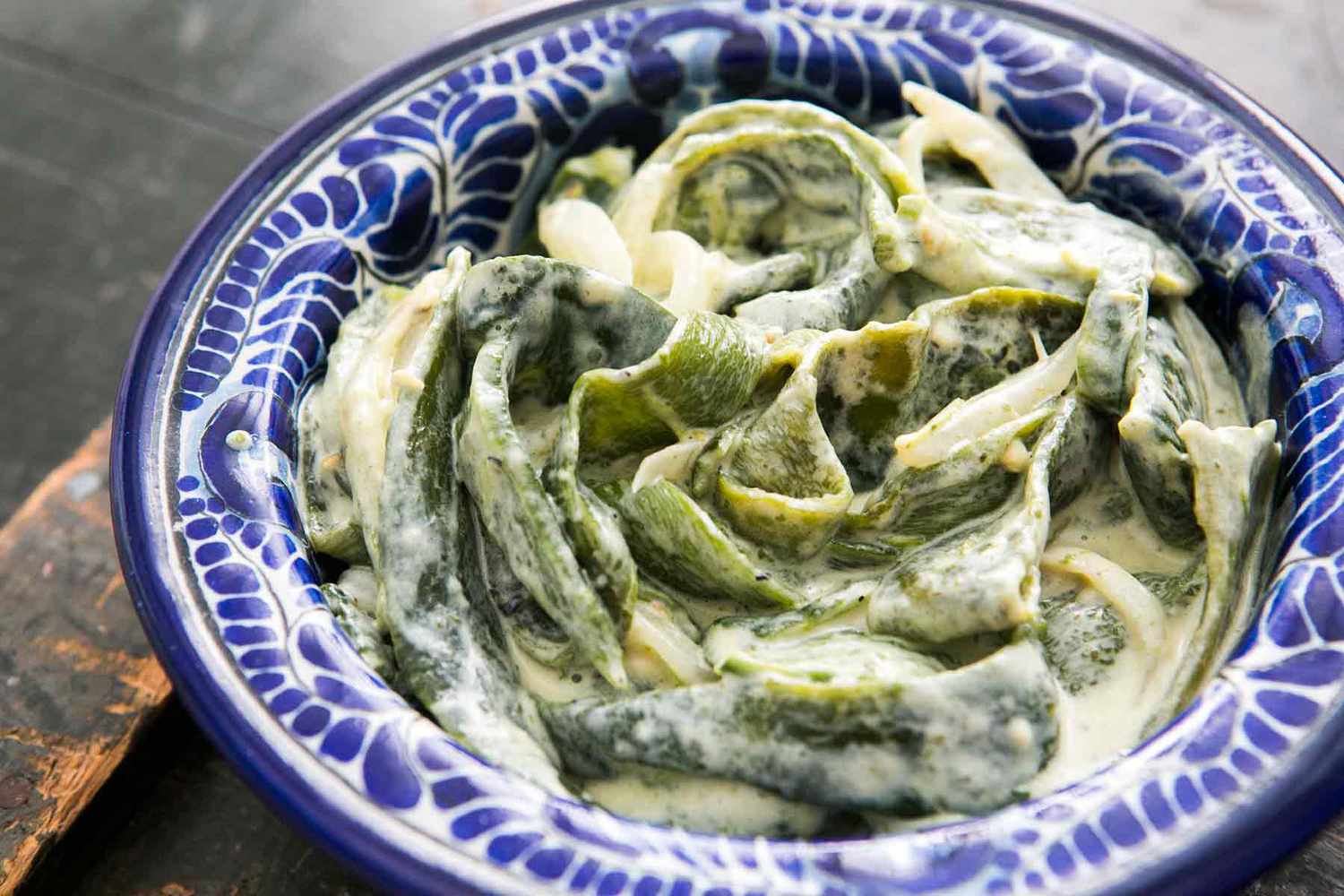Roasted Poblanos with cream, Mexican Rajas con crema