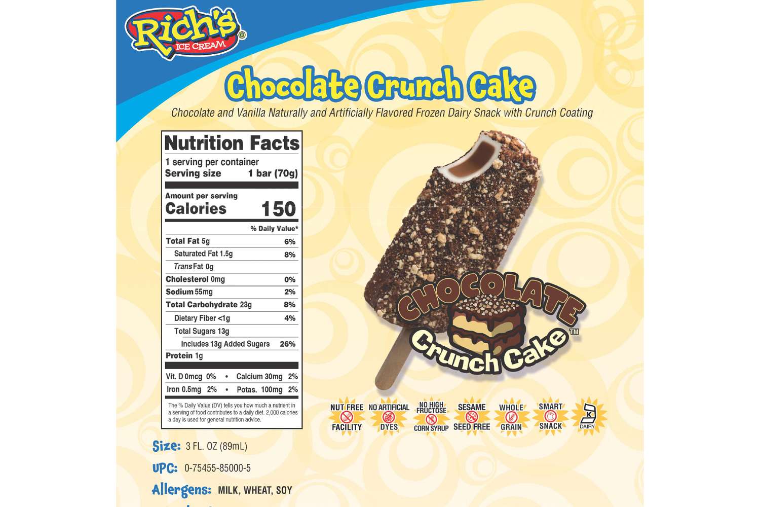 Packaging for Richs Ice Cream Chocolate Crunch Cake
