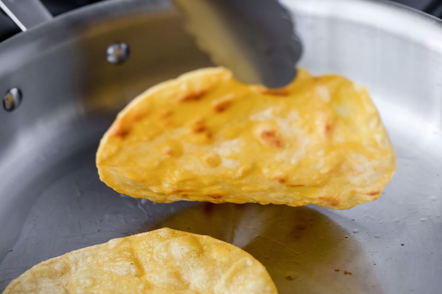 Fry tortilla for fried egg taco