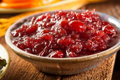 Homemade cranberry sauce in a bowl