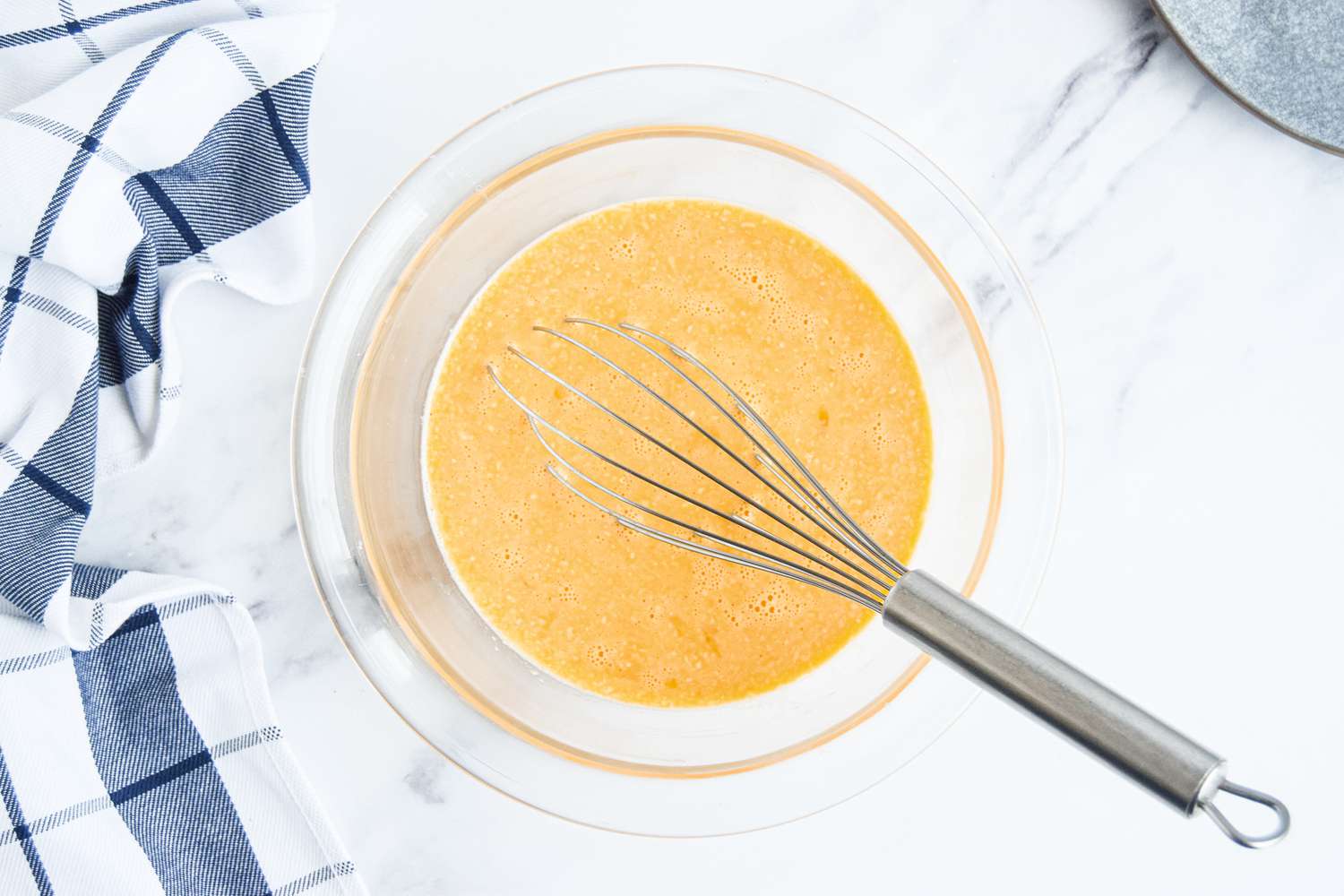 Bowl of Whisked Egg Mixture for Spinach Frittata