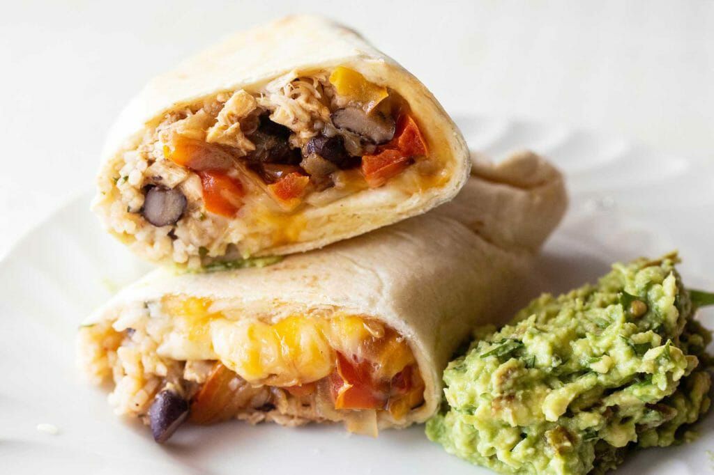 Chicken freezer burritos with jalapeno avocado