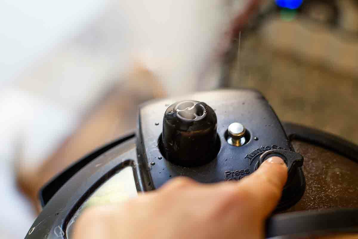 How to Make Chicken Taco Meat in the Pressure Cooker release the pressure