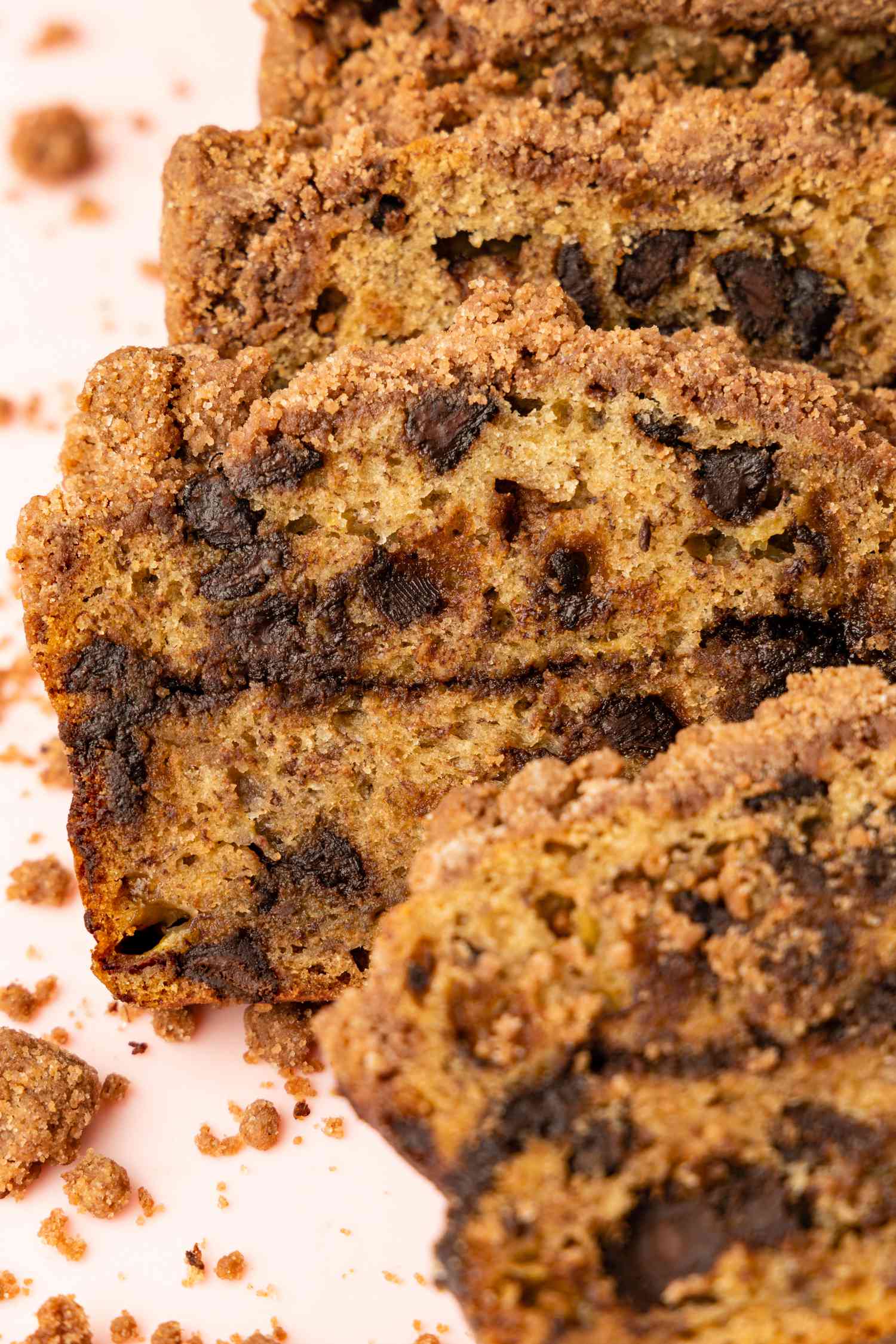 Slices of Chocolate Chip Banana Bread Cake