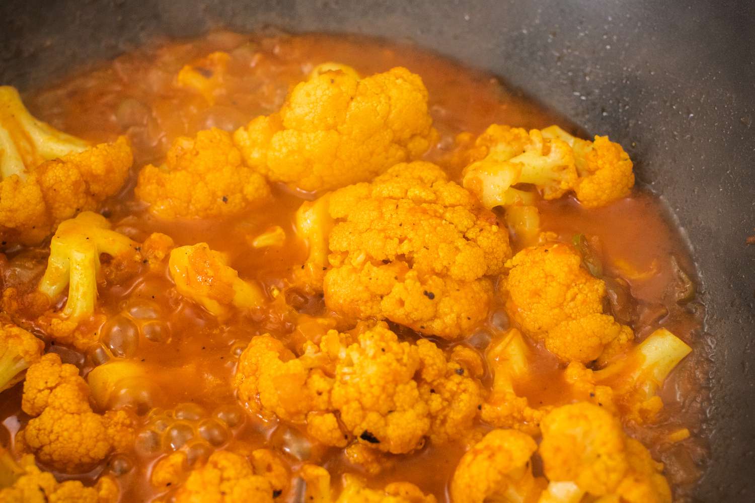 Gholpi (Afghan Stewed Cauliflower) in pot with water