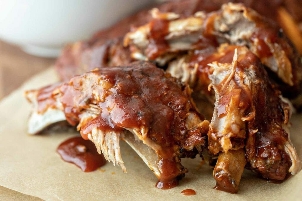 Pile of Instant Pot BBQ fall of the bone Baby Back Ribs