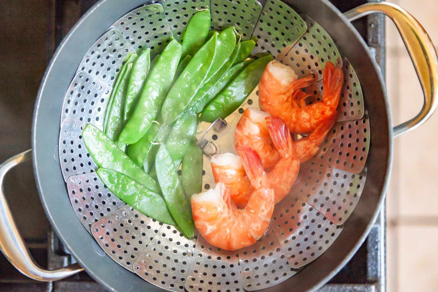 Snow Peas and Shrimp Steamed for Chirashi Bowl Recipe