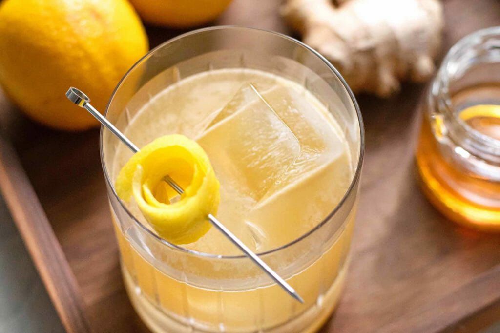 Honey, ginger, and lemon in Penicillin cocktail recipe