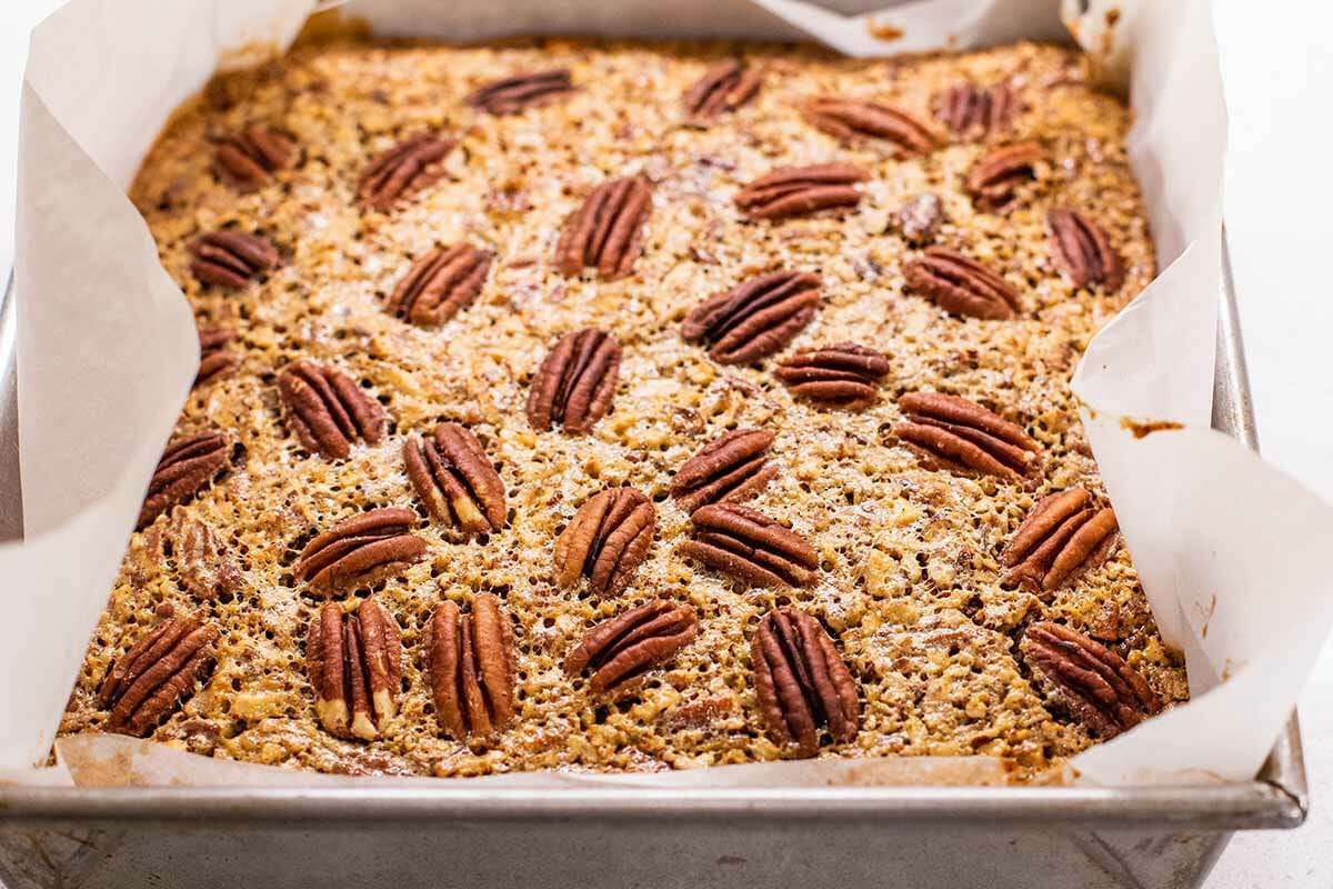 Best Ever Pecan Pie Bars cool the bars