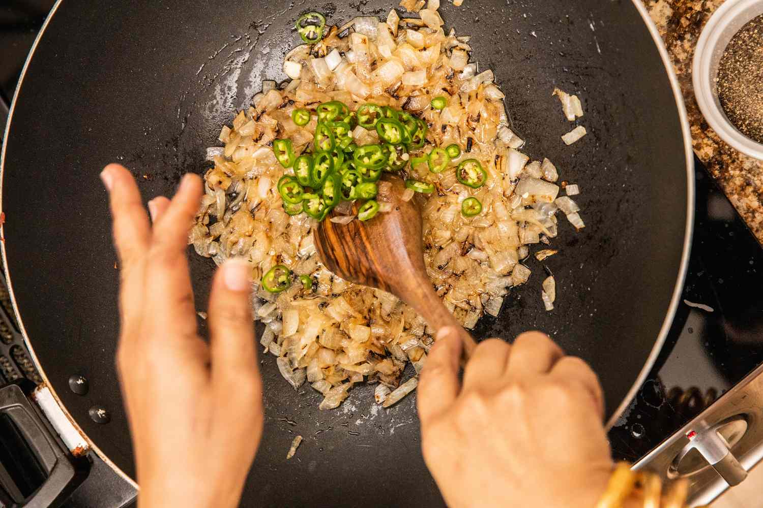 Onions and peppers for Gholpi (Afghan Stewed Cauliflower)