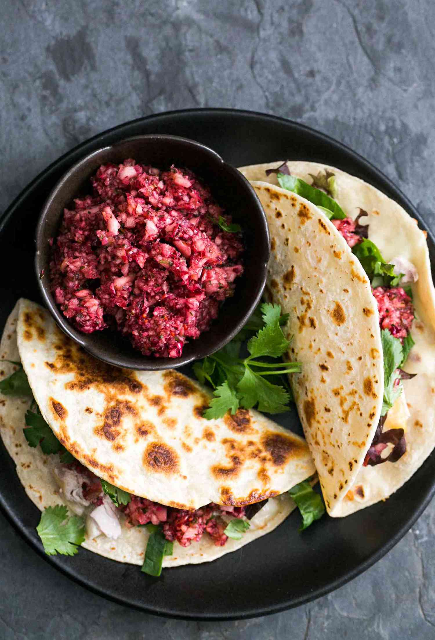 Turkey Tacos with Cranberry Salsa