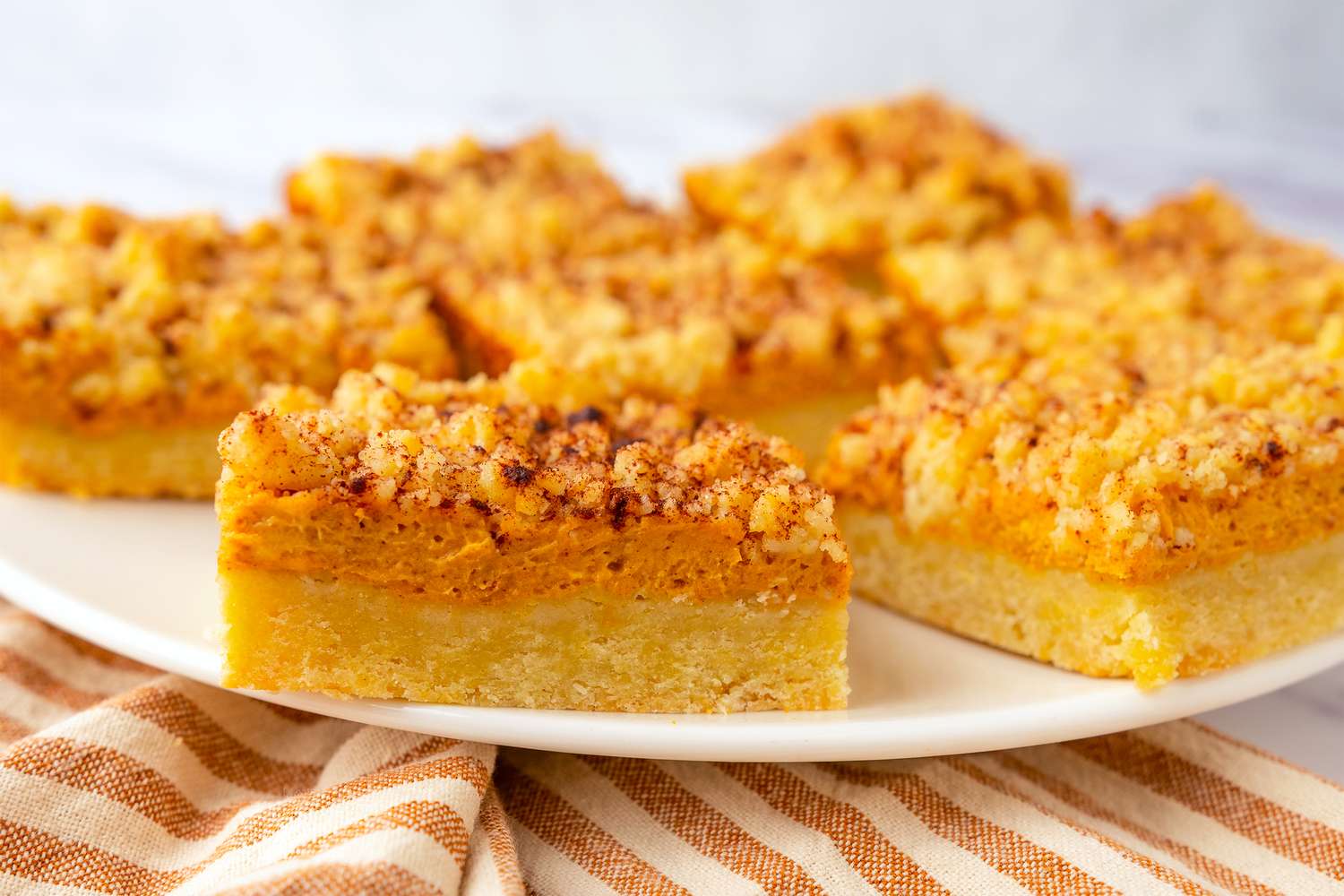 Pumpkin Cream Cheese Bars on a platter