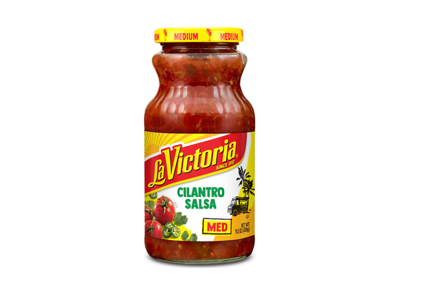 Jar of La Victoria medium cilantro salsa