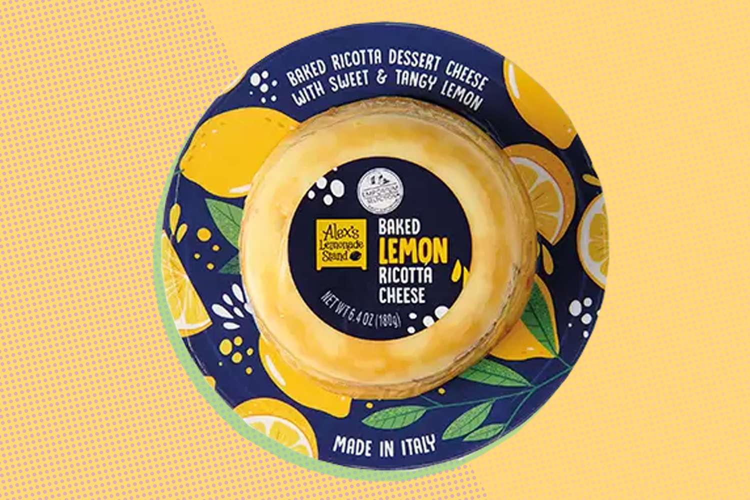 Lemon Ricotta Cheese package over a colorful background