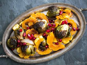 Maple Glazed Delicata Squash and Brussels Sprouts