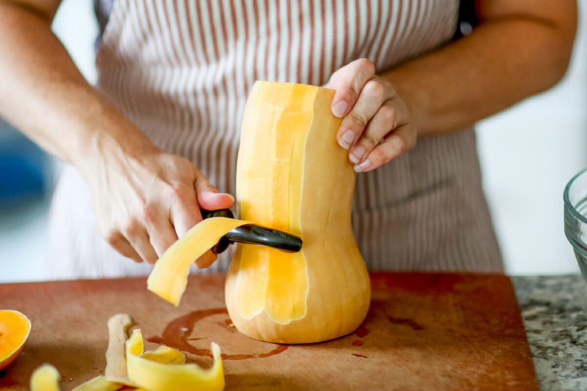 Butternut Squash Sage Pasta peel the squash