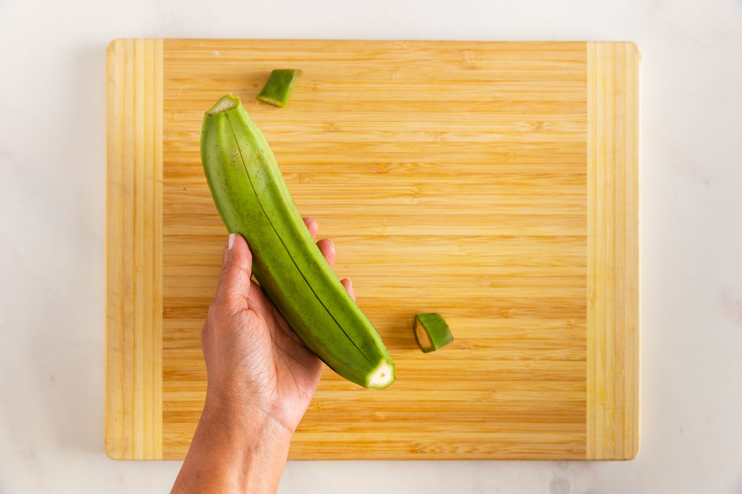 Plantain Skin Carefully Scored Lengthwise