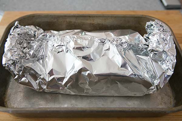 Oven baked corned beef wrapped in tin foil 