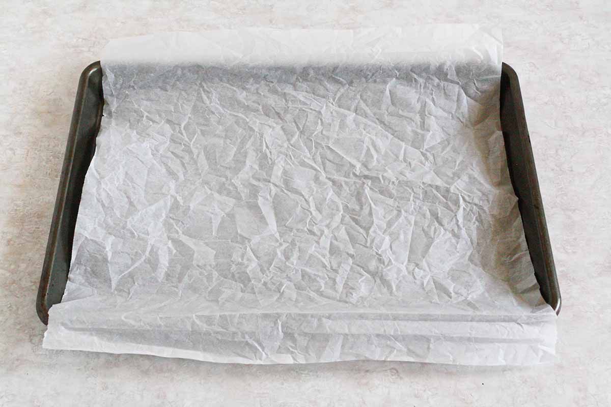 Homemade Ice Cream Sandwiches - parchment paper on jelly roll pan