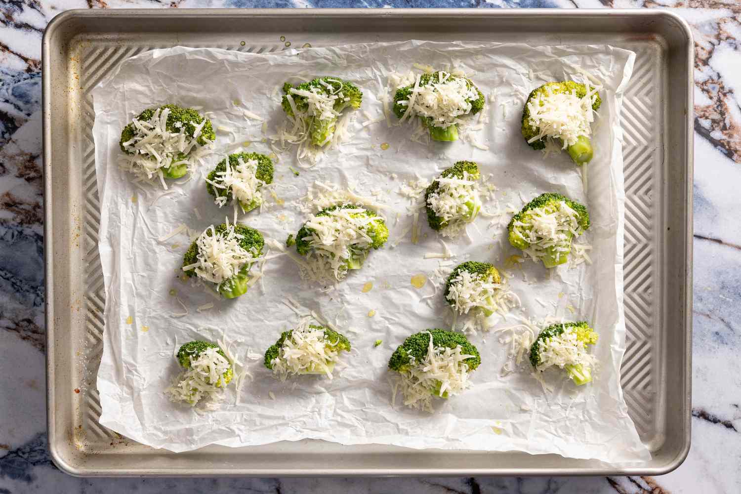 smashed broccoli topped with parmesan for crispy parmesan broccoli recipe