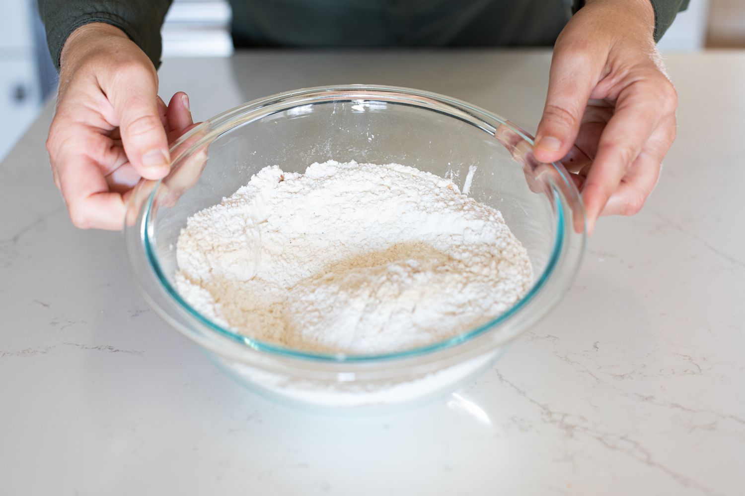 Bowl of Dry Ingredients for Zucchini Carrot Bread 
