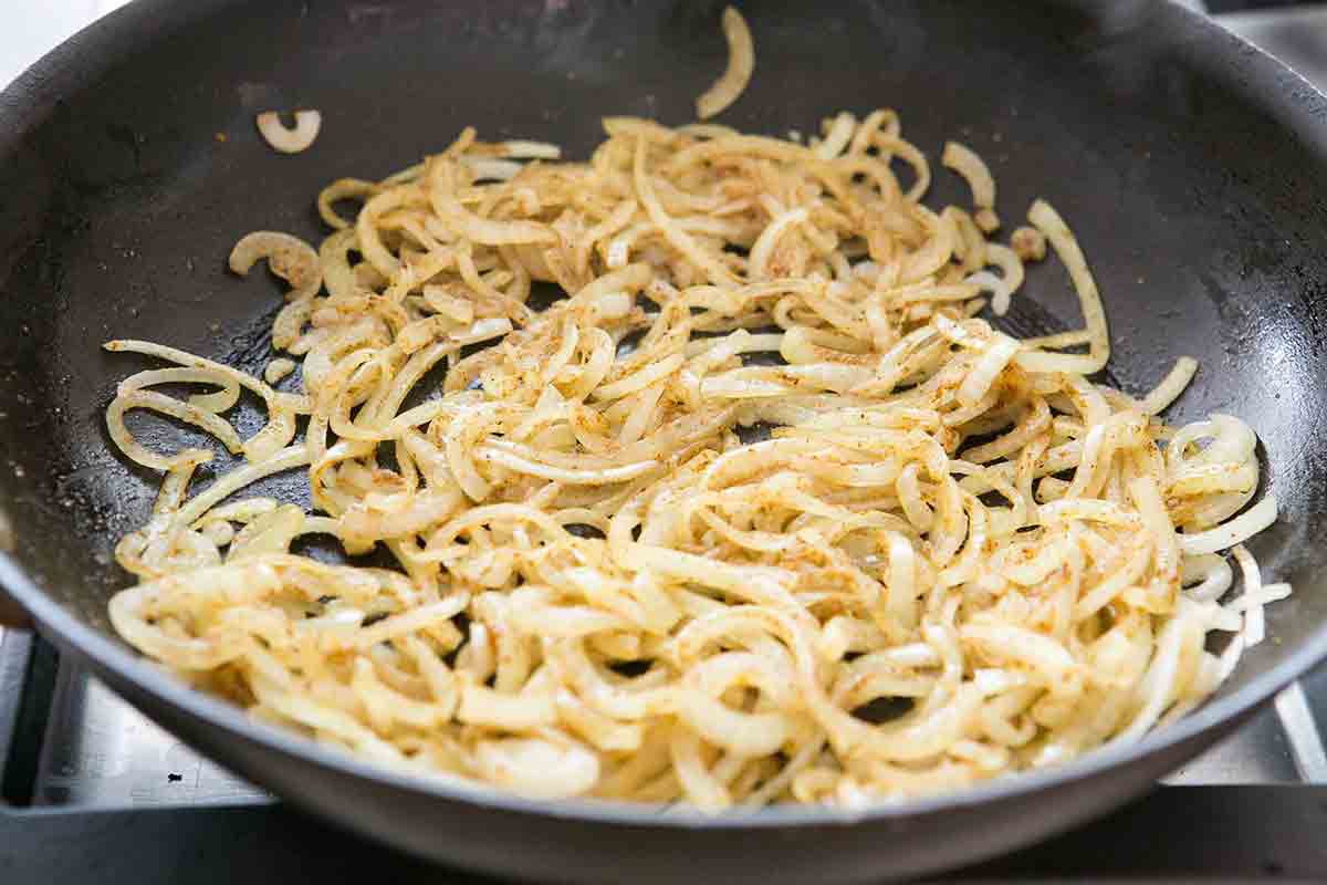 saute onions with curry powder