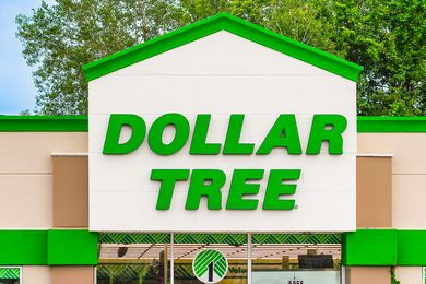 Dollar Tree store entrance with green and white signage
