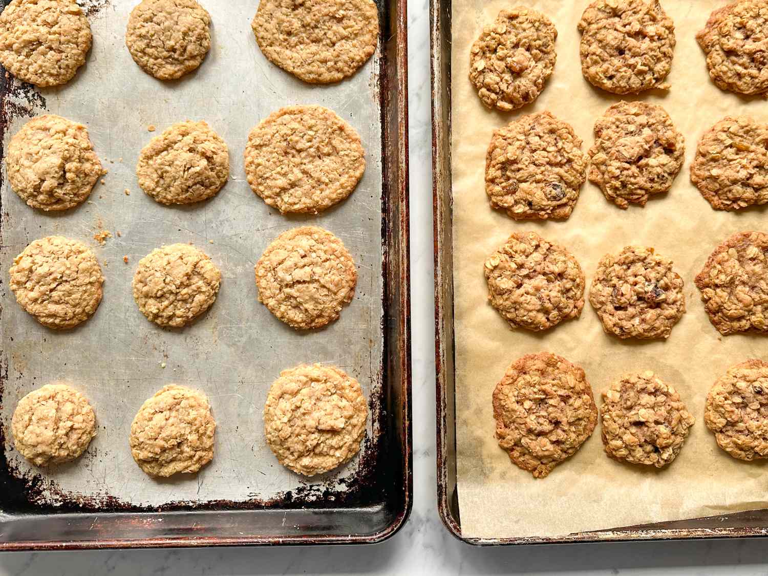 oatmeal cookies on baking sheets