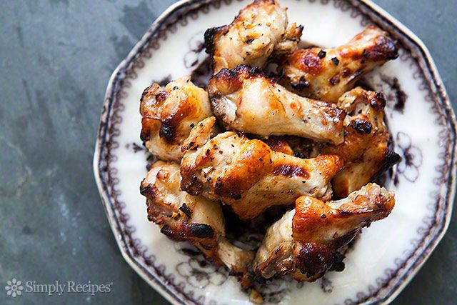 Honey Mustard Roasted Wings on a decorative plate