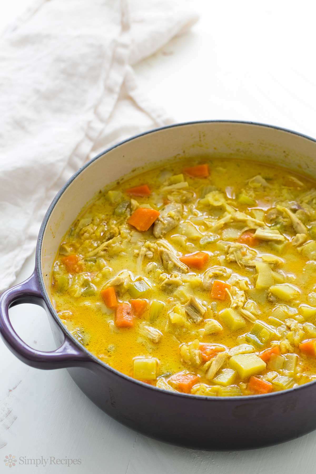 Mulligatawny Soup in a cast iron Dutch oven