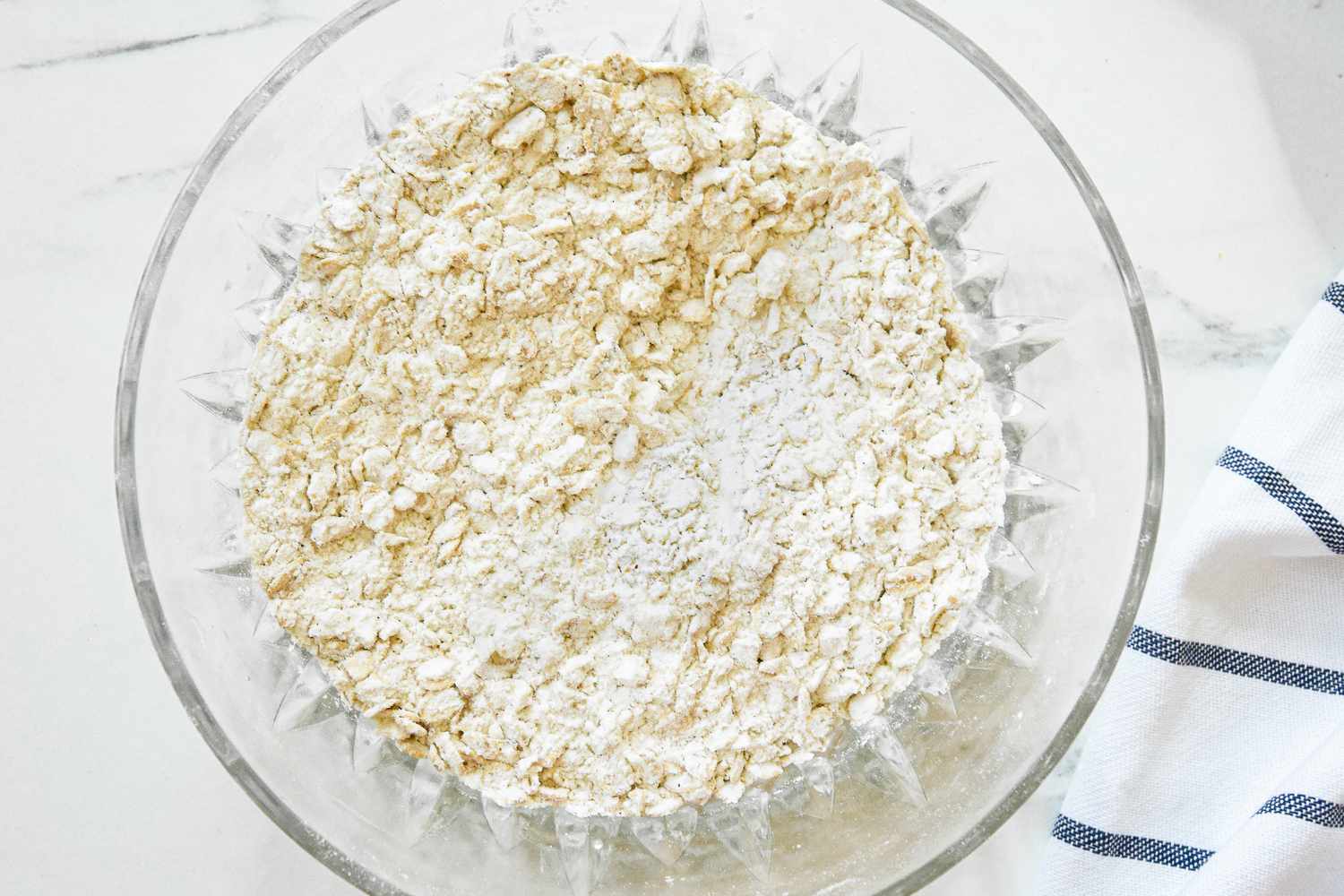 Bowl of Dry Ingredients for Oatmeal Banana Cookies Recipe