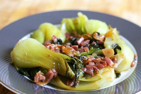 baby bok choy with prosciutto