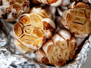 Garlic roasted in foil.