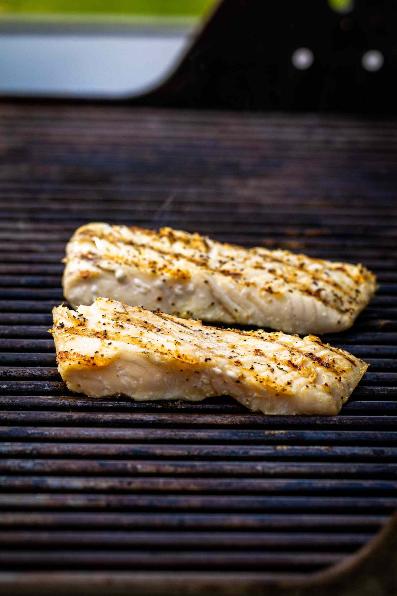 Fish fillets on a grill