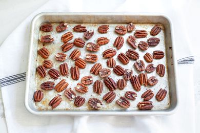 Toasted Pecans on a Tray