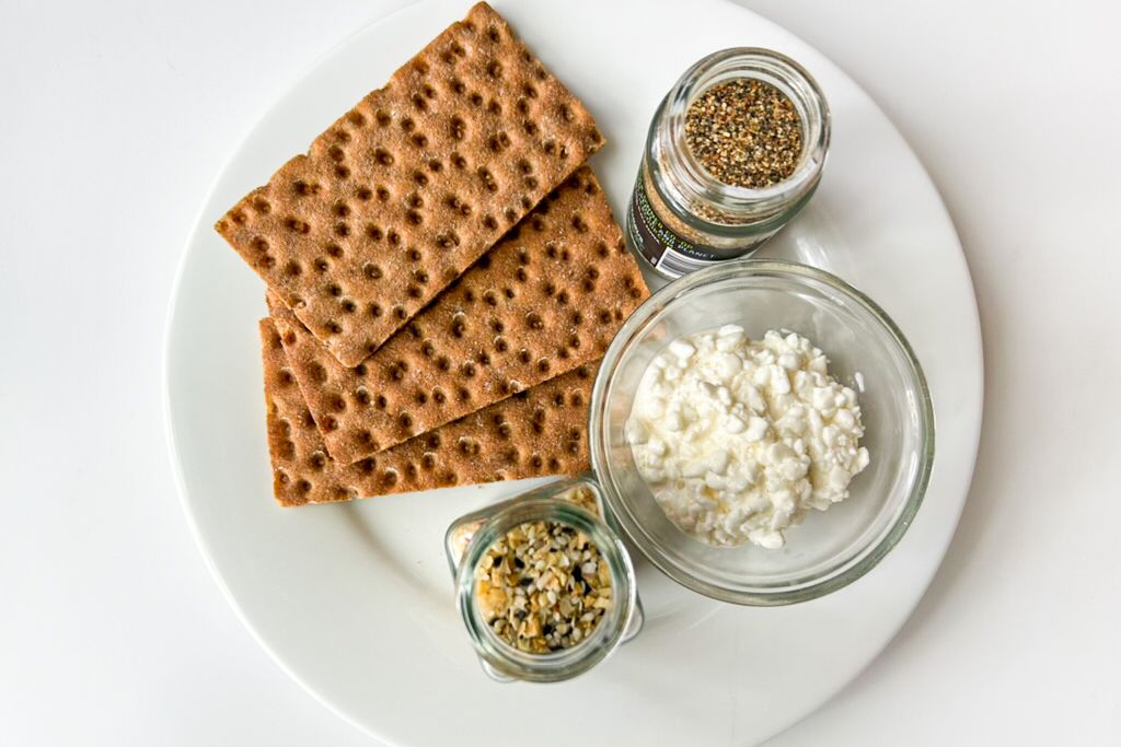 ingredients for Bethany Frankel's midnight snack on a plate