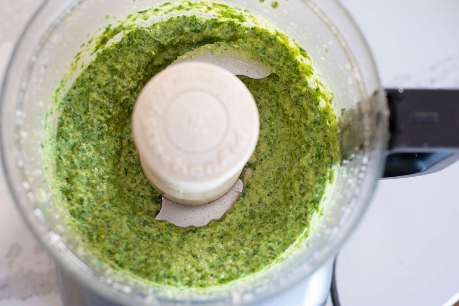 Scallion pesto in food processor 
