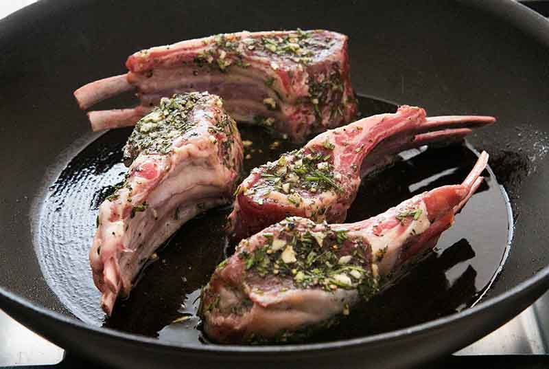 Searing Lamb Chops in Pan