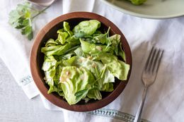 Personal Serving of Green Salad with Fresh Herbs and Red Wine Vinaigrette 