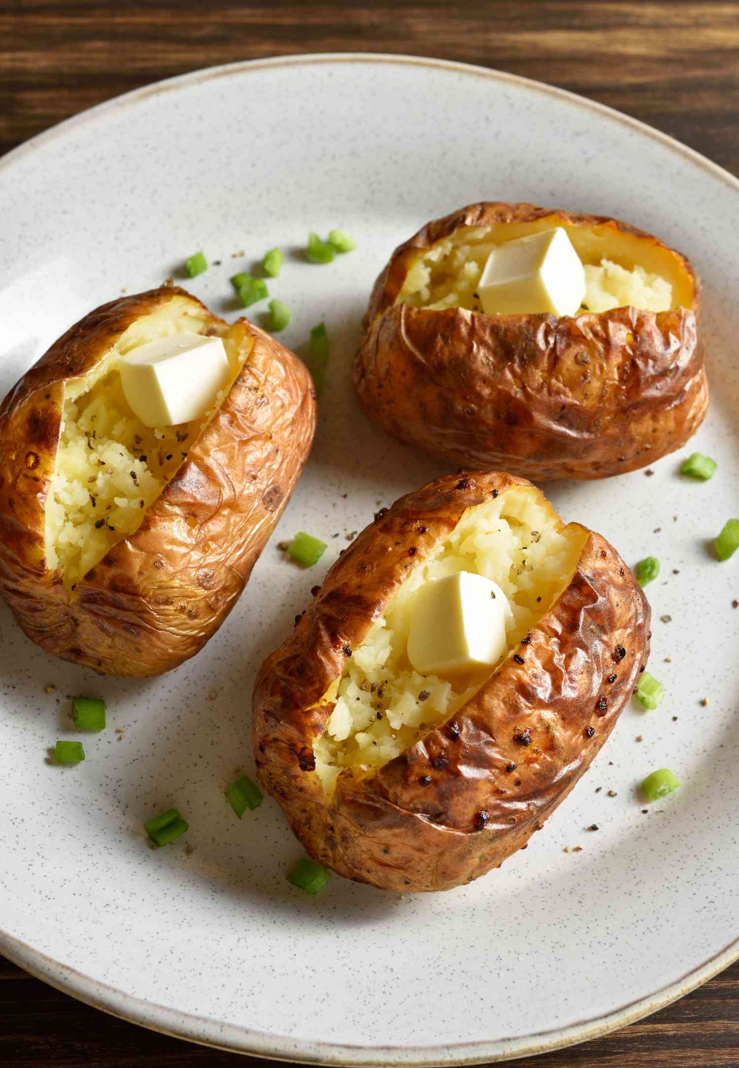 Baked Potatoes on a white plate