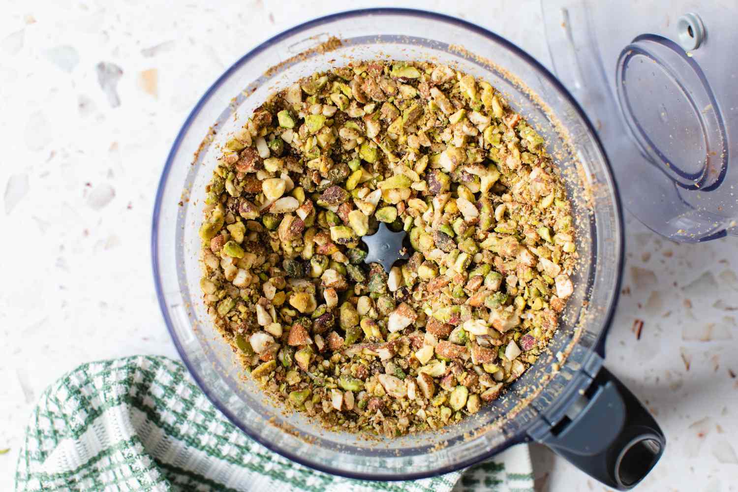 Pistachios in a Food Processor for Baklava Recipe