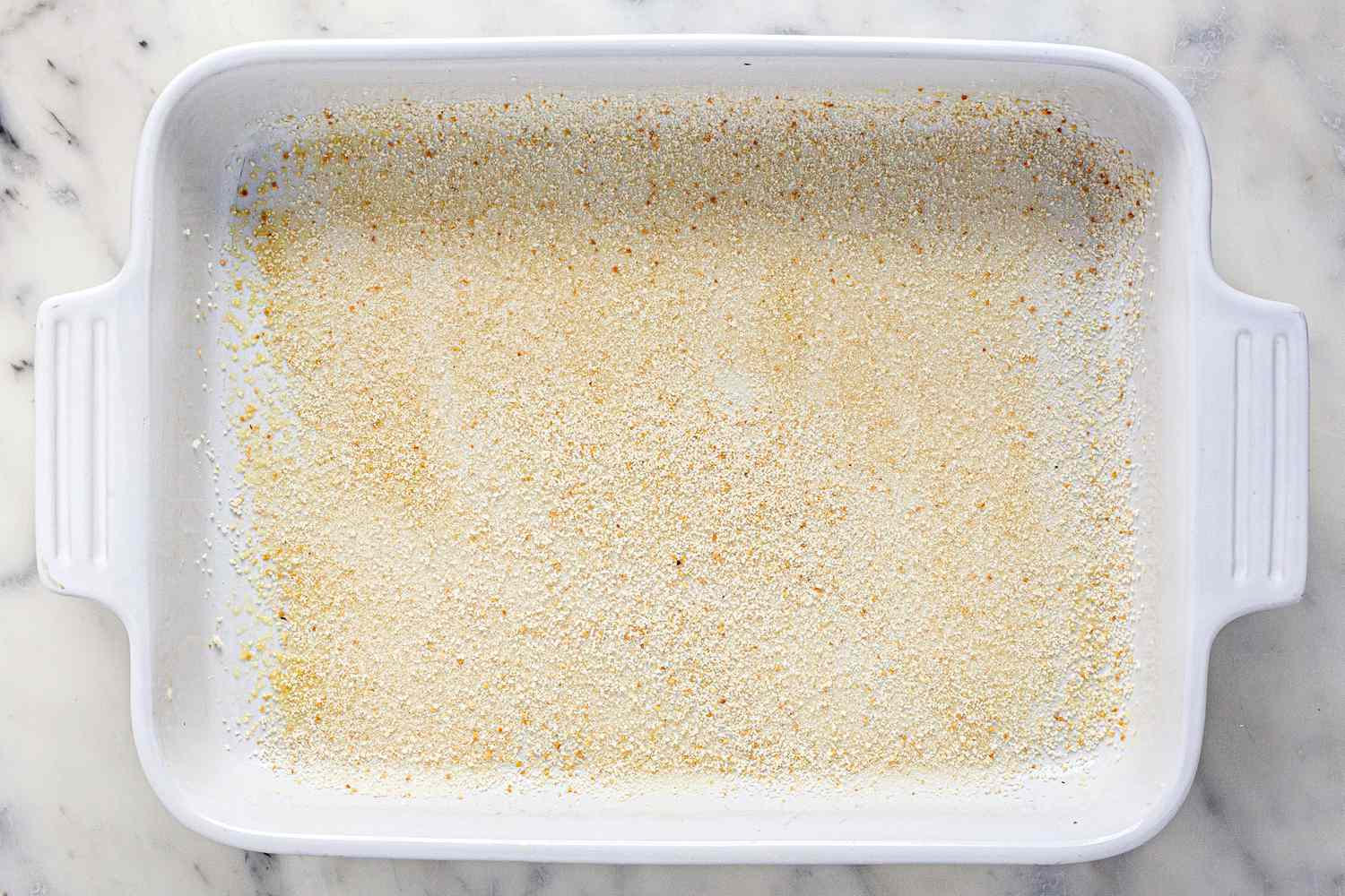 Assemble vegetarian moussaka in casserole