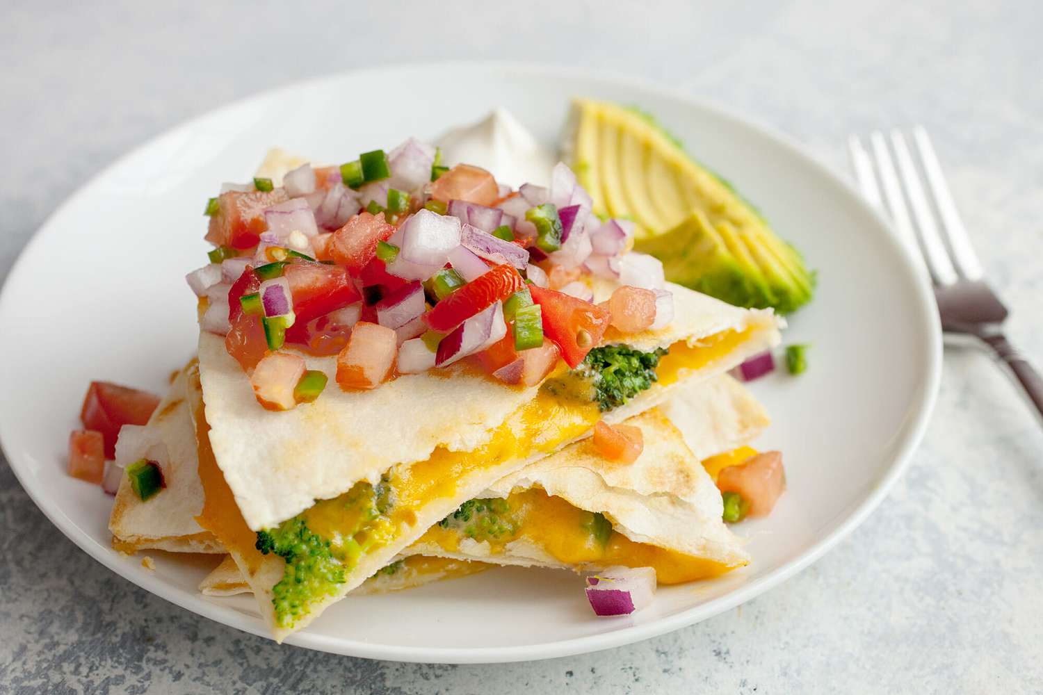 Cheddar Quesadillas with Broccoli