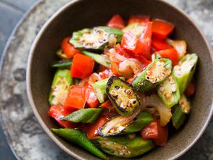 Seared Okra and Tomatoes